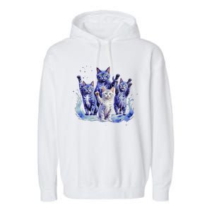 Kamala Harris Blue Cats Wave Funny For Cat Owners Garment-Dyed Fleece Hoodie