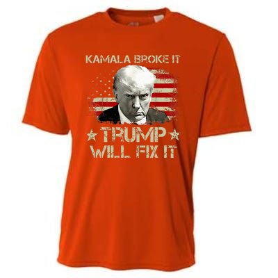 Kamala Harris Broke It Trump Will Fix It Usa Flag Trump Cool Cooling Performance Crew T-Shirt