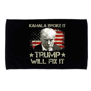 Kamala Harris Broke It Trump Will Fix It Usa Flag Trump Cool Microfiber Hand Towel