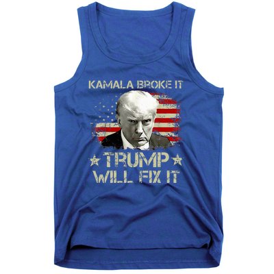 Kamala Harris Broke It Trump Will Fix It Usa Flag Trump Cool Tank Top