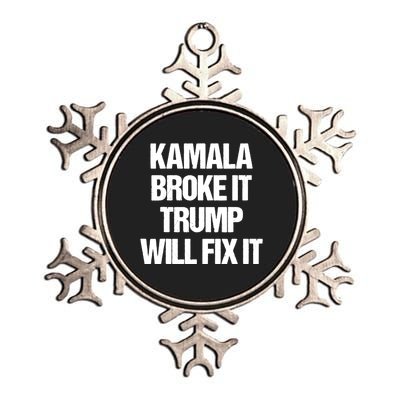 Kamala Harris Broke It Trump Will Fix It Metallic Star Ornament