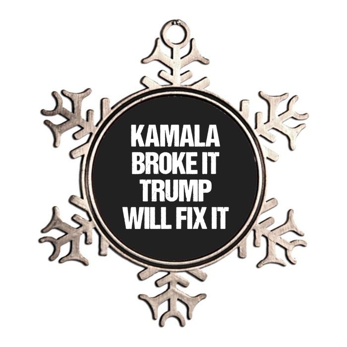 Kamala Harris Broke It Trump Will Fix It Metallic Star Ornament