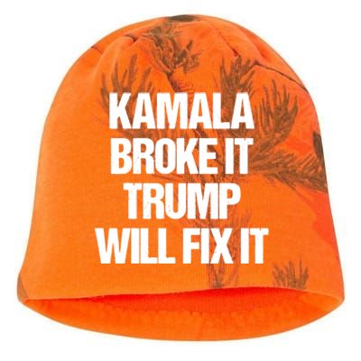 Kamala Harris Broke It Trump Will Fix It Kati - Camo Knit Beanie