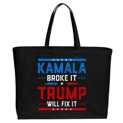 Kamala Harris Broke It Trump Will Fix It 2024 Cotton Canvas Jumbo Tote