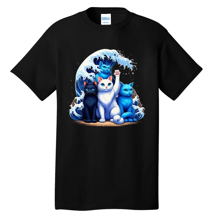 Kamala Harris Blue Cats Wave Cat Owners Cat Lovers Kamala Tall T-Shirt