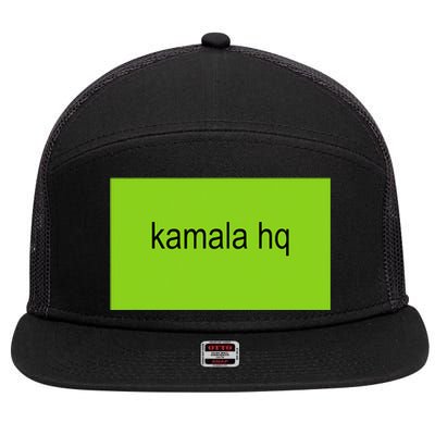 Kamala Hq Brat Meme Funny Adult 7 Panel Mesh Trucker Snapback Hat