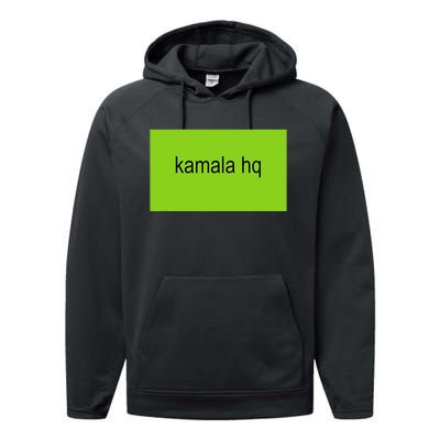 Kamala Hq Brat Meme Funny Adult Performance Fleece Hoodie