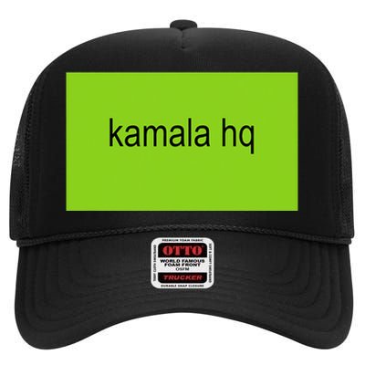 Kamala Hq Brat Meme Funny Adult High Crown Mesh Back Trucker Hat