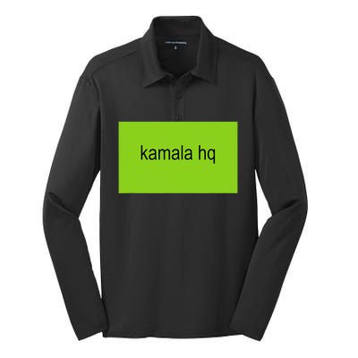 Kamala Hq Brat Meme Funny Adult Silk Touch Performance Long Sleeve Polo