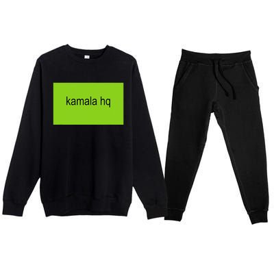 Kamala Hq Brat Meme Funny Adult Premium Crewneck Sweatsuit Set