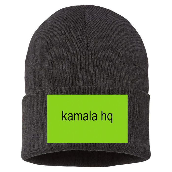 Kamala Hq Brat Meme Funny Adult Sustainable Knit Beanie