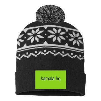 Kamala Hq Brat Meme Funny Adult USA-Made Snowflake Beanie