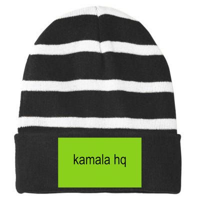 Kamala Hq Brat Meme Funny Adult Striped Beanie with Solid Band