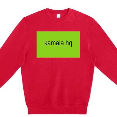 Kamala Hq Brat Meme Funny Adult Premium Crewneck Sweatshirt