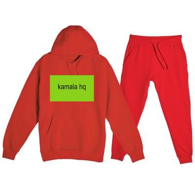 Kamala Hq Brat Meme Funny Adult Premium Hooded Sweatsuit Set