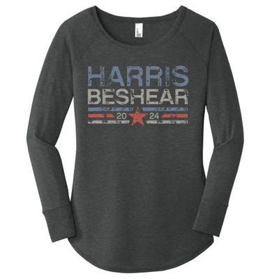 Kamala Harris Beshear 2024 Grunge Retro Harris Beshear 2024 Women's Perfect Tri Tunic Long Sleeve Shirt