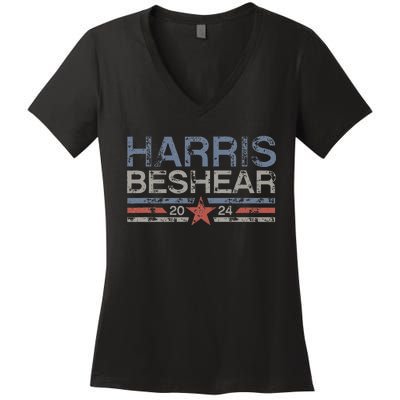 Kamala Harris Beshear 2024 Grunge Retro Harris Beshear 2024 Women's V-Neck T-Shirt