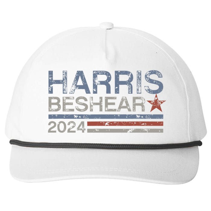 Kamala Harris Beshear 2024 Stripe Grunge Harris Beshear 2024 Snapback Five-Panel Rope Hat