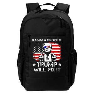 Kamala Harris Broke It Trump Will Fix It Usa Flag Trump Cool Daily Commute Backpack