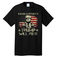 Kamala Harris Broke It Trump Will Fix It Usa Flag Trump Tall T-Shirt