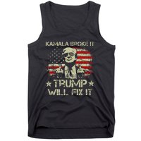 Kamala Harris Broke It Trump Will Fix It Usa Flag Trump Tank Top