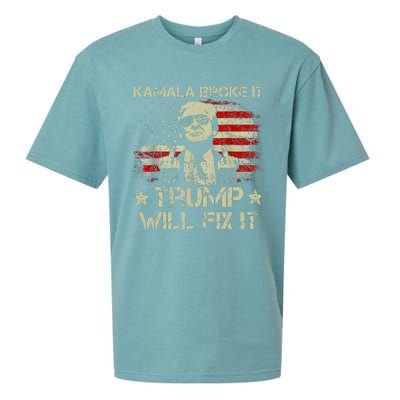 Kamala Harris Broke It Trump Will Fix It Usa Flag Trump Sueded Cloud Jersey T-Shirt