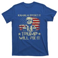 Kamala Harris Broke It Trump Will Fix It Usa Flag Trump T-Shirt