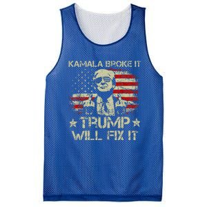 Kamala Harris Broke It Trump Will Fix It Usa Flag Trump Mesh Reversible Basketball Jersey Tank