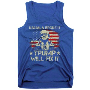 Kamala Harris Broke It Trump Will Fix It Usa Flag Trump Tank Top