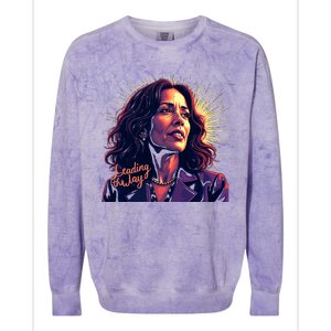 Kamala Harris Bold Vibrant Portrait Leading The Way Kamala Portrait Colorblast Crewneck Sweatshirt