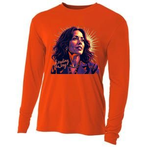 Kamala Harris Bold Vibrant Portrait Leading The Way Kamala Portrait Cooling Performance Long Sleeve Crew