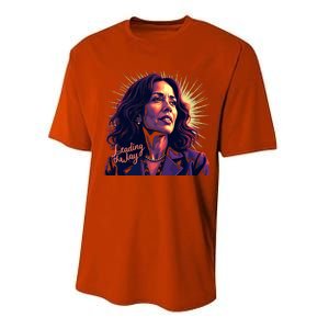 Kamala Harris Bold Vibrant Portrait Leading The Way Kamala Portrait Performance Sprint T-Shirt