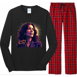 Kamala Harris Bold Vibrant Portrait Leading The Way Kamala Portrait Long Sleeve Pajama Set