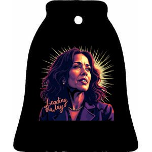 Kamala Harris Bold Vibrant Portrait Leading The Way Kamala Portrait Ceramic Bell Ornament