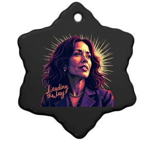 Kamala Harris Bold Vibrant Portrait Leading The Way Kamala Portrait Ceramic Star Ornament