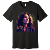 Kamala Harris Bold Vibrant Portrait Leading The Way Kamala Portrait Premium T-Shirt