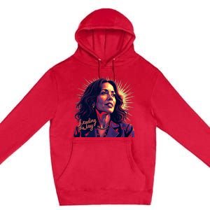 Kamala Harris Bold Vibrant Portrait Leading The Way Kamala Portrait Premium Pullover Hoodie