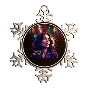 Kamala Harris Bold Vibrant Portrait Leading The Way Kamala Portrait Metallic Star Ornament