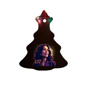 Kamala Harris Bold Vibrant Portrait Leading The Way Kamala Portrait Ceramic Tree Ornament