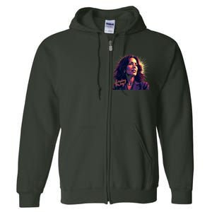 Kamala Harris Bold Vibrant Portrait Leading The Way Kamala Portrait Full Zip Hoodie