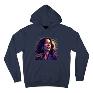 Kamala Harris Bold Vibrant Portrait Leading The Way Kamala Portrait Hoodie