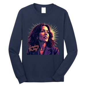 Kamala Harris Bold Vibrant Portrait Leading The Way Kamala Portrait Long Sleeve Shirt