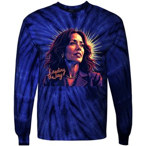 Kamala Harris Bold Vibrant Portrait Leading The Way Kamala Portrait Tie-Dye Long Sleeve Shirt