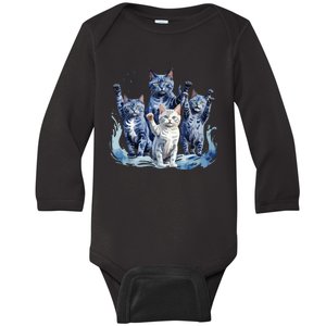 Kamala Harris Blue Cats Wave Funny For Cat Owners Baby Long Sleeve Bodysuit