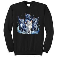 Kamala Harris Blue Cats Wave Funny For Cat Owners Tall Sweatshirt