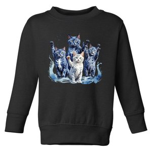 Kamala Harris Blue Cats Wave Funny For Cat Owners Toddler Sweatshirt