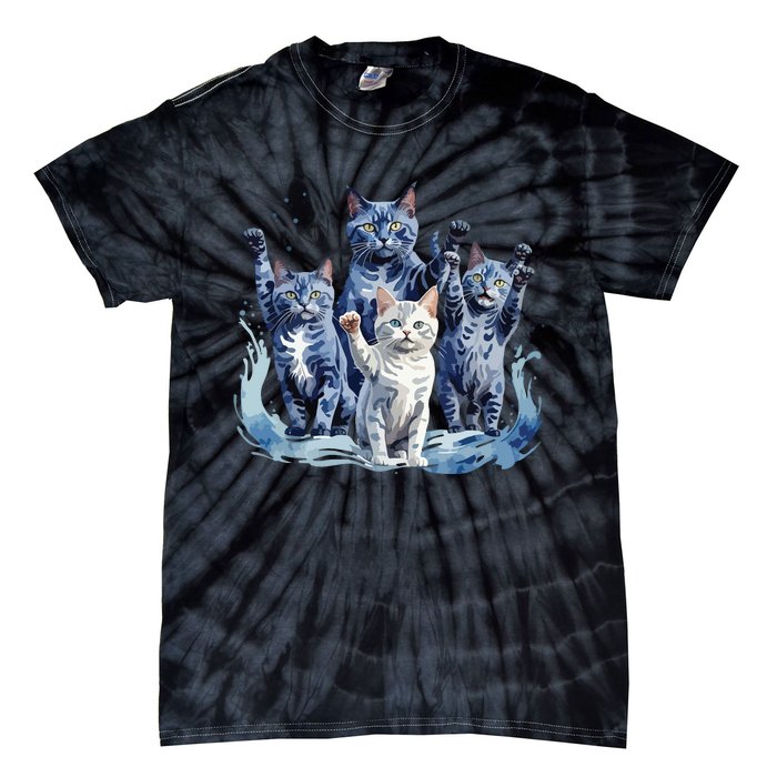 Kamala Harris Blue Cats Wave Funny For Cat Owners Tie-Dye T-Shirt