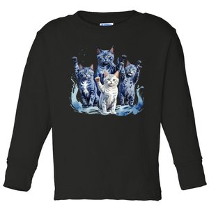 Kamala Harris Blue Cats Wave Funny For Cat Owners Toddler Long Sleeve Shirt