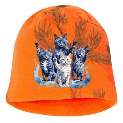 Kamala Harris Blue Cats Wave Funny For Cat Owners Kati - Camo Knit Beanie