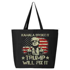 Kamala Harris Broke It Trump Will Fix It Usa Flag Trump Cool 25L Jumbo Tote